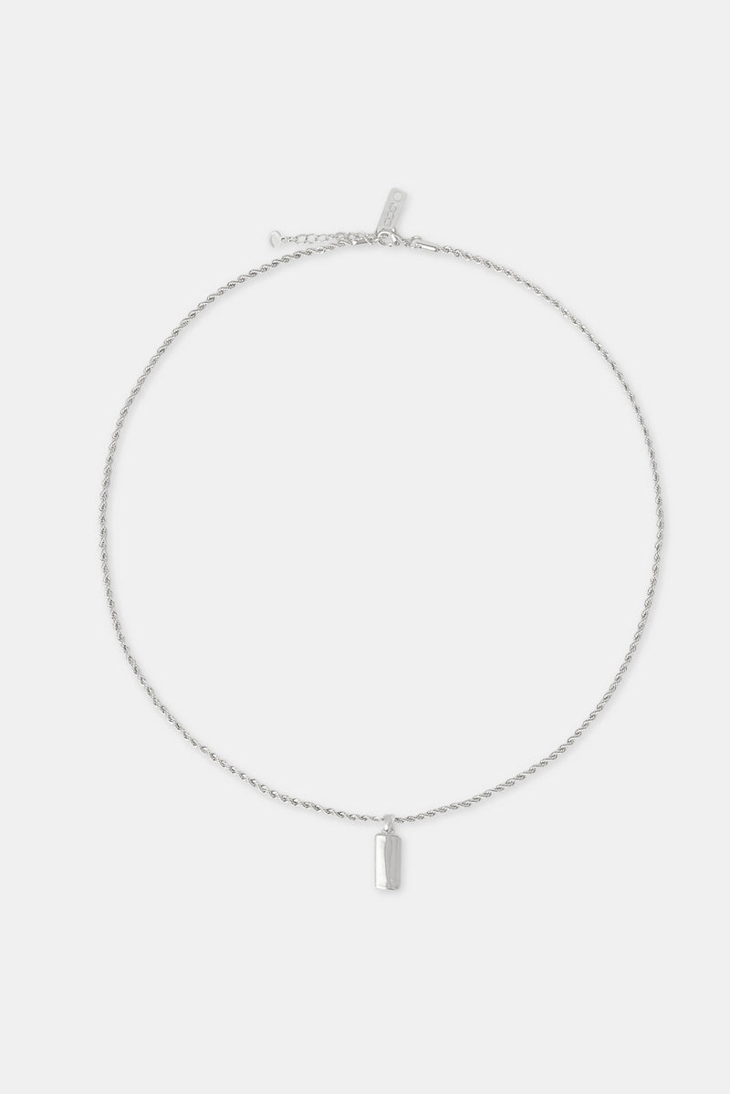 Micro Polished Bar Rope Necklace - 15mm