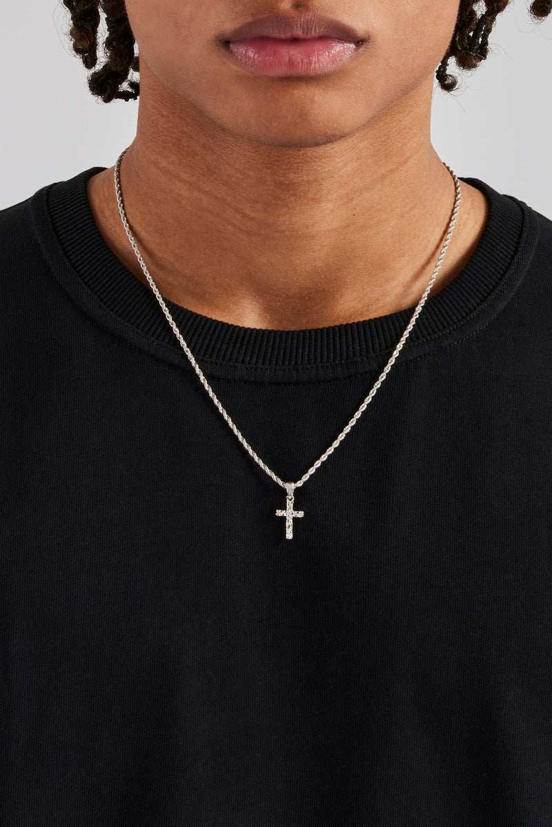 Micro Textured Cross Rope Necklace - 15mm