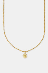 Micro Compass Rope  Necklace - 12mm - Gold