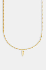 Micro Polished Feather Rope Necklace - 15mm - Gold