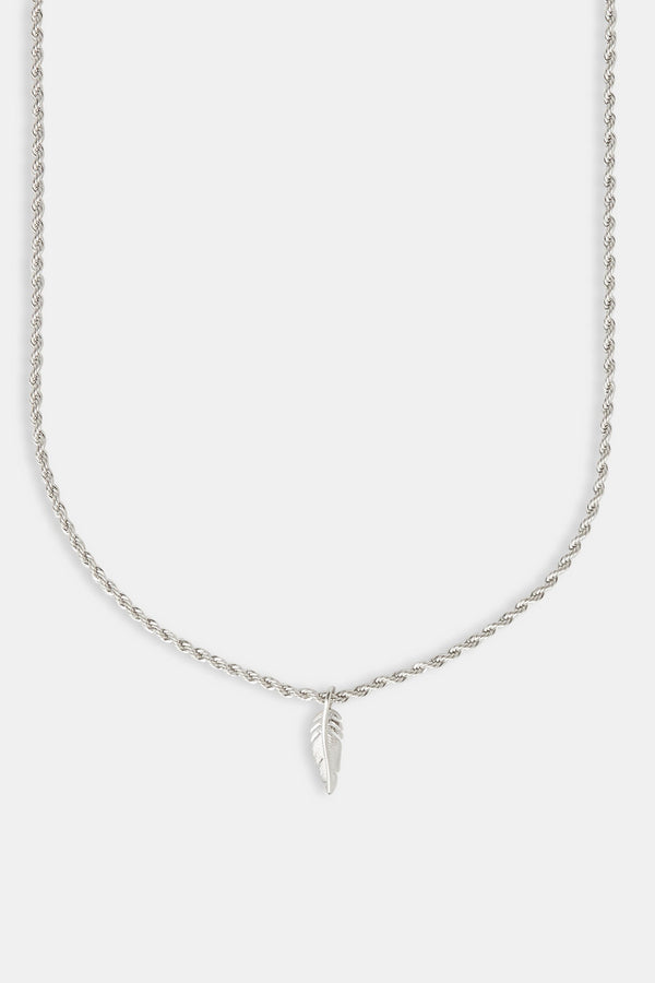 Micro Polished Feather Rope Necklace - 15mm