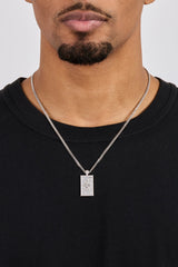 Iced Edge Cherub Pendant Necklace - 20mm - White