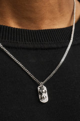 Oxidised Double Cross Tag Necklace - 15mm - White