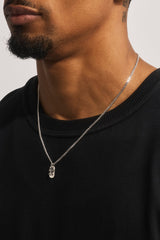 Oxidised Double Cross Tag Necklace - 15mm - White