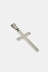 Plain Cross Pendant Tennis Necklace - 30mm - White
