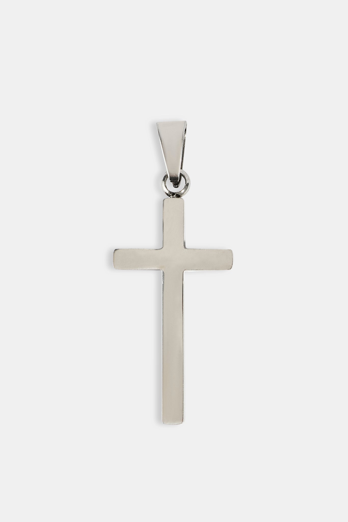 Plain Cross Pendant Tennis Necklace - 30mm - White
