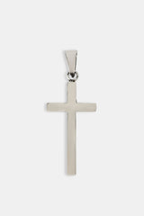Plain Cross Pendant Tennis Necklace - 30mm - White