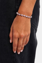 Iced Pink Oval CZ Tennis Bracelet - 6mm