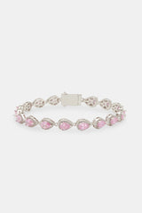 Iced Pink Oval CZ Tennis Bracelet - 6mm