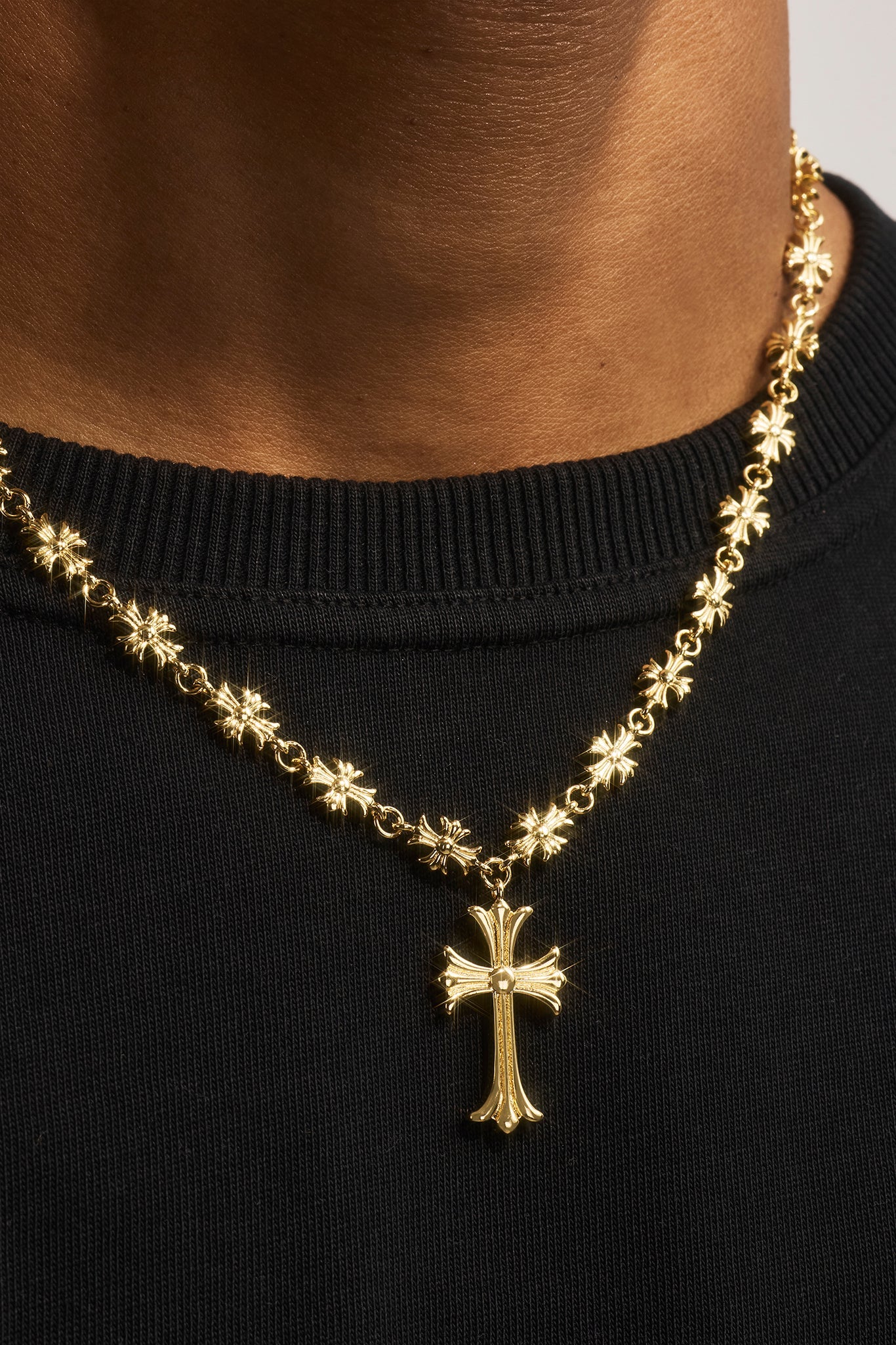 Polished Multi Cross Motif Necklace - 30mm - Gold