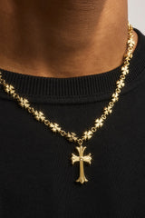 Polished Multi Cross Motif Necklace - 30mm - Gold