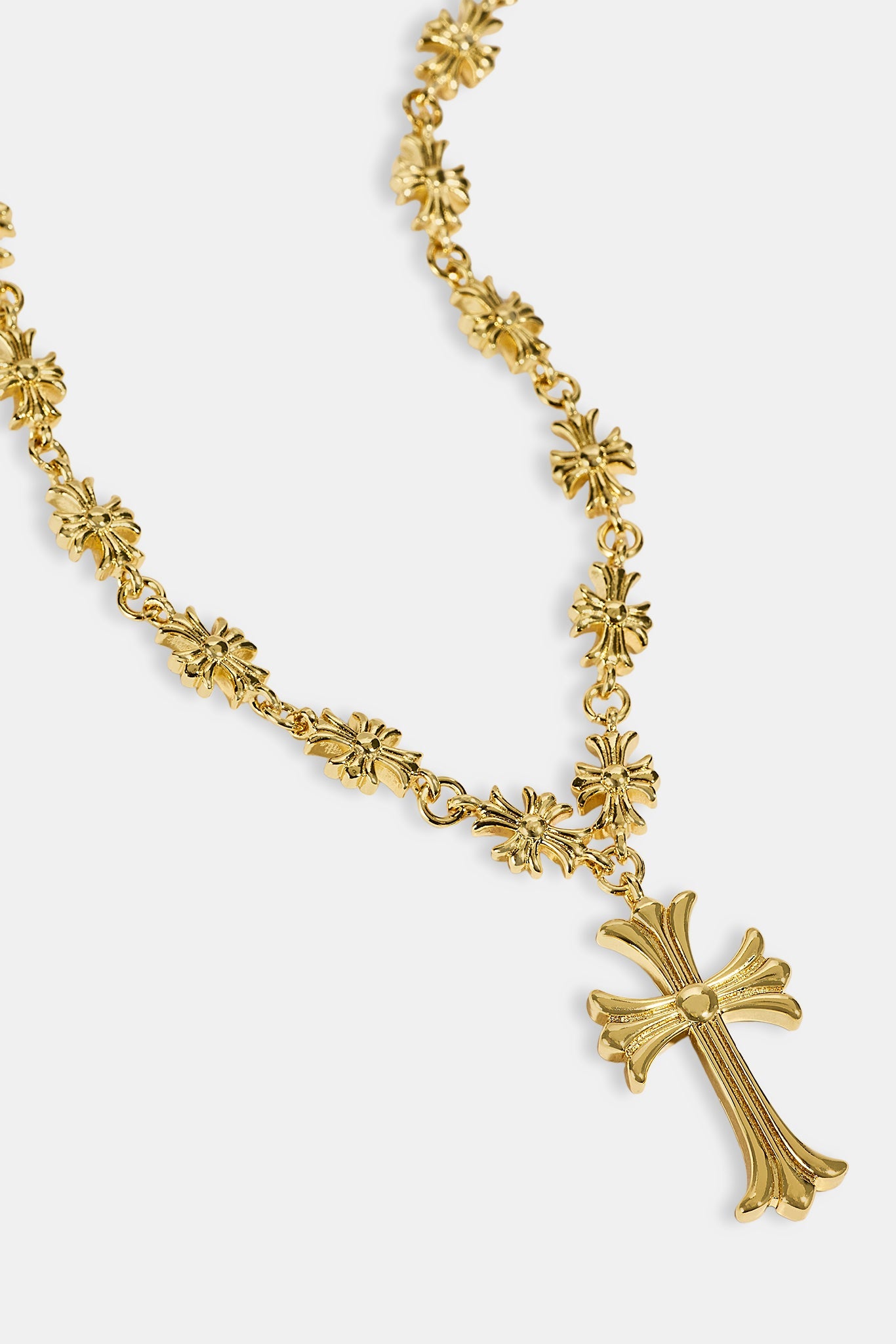 Polished Multi Cross Motif Necklace - 30mm - Gold