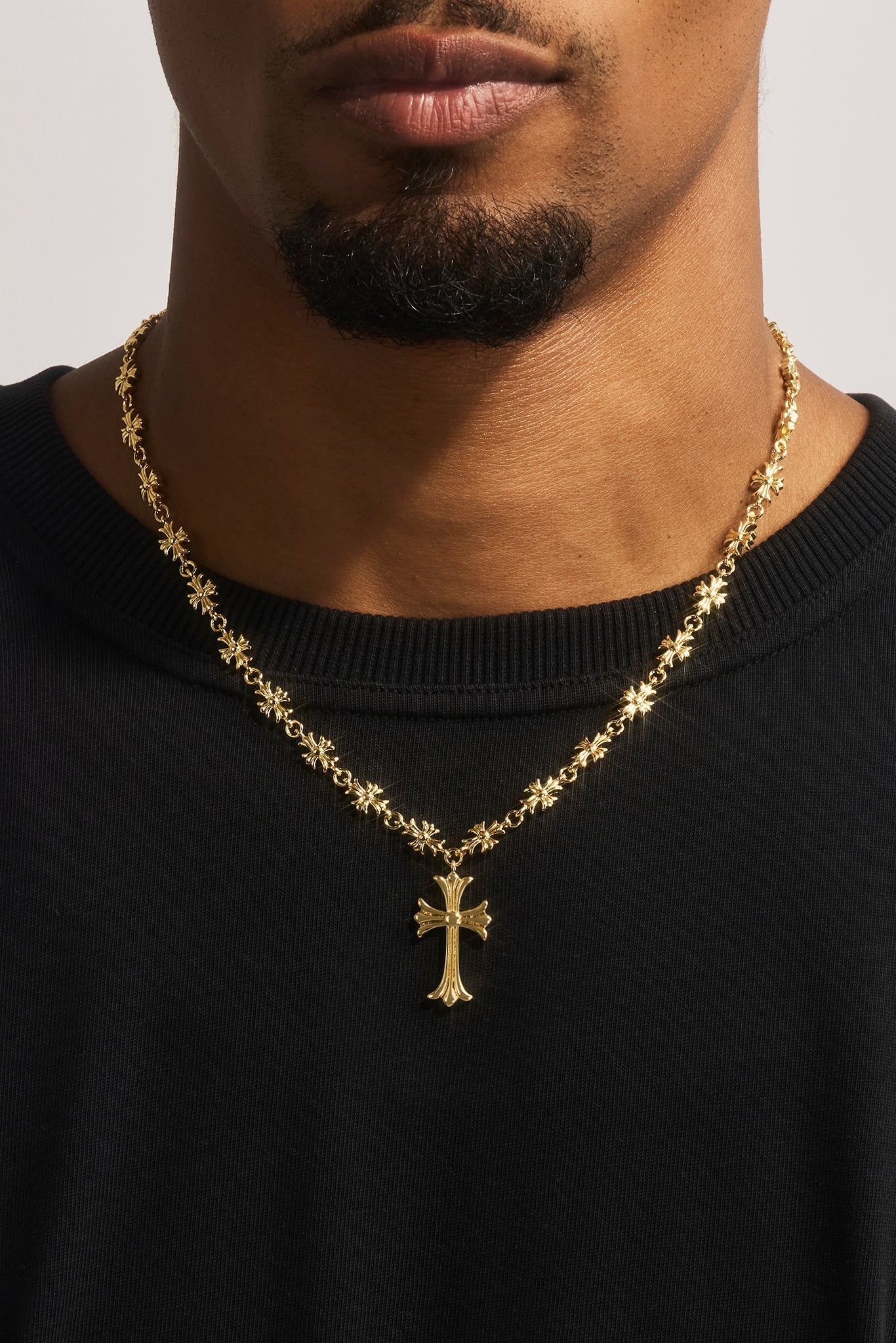 Polished Multi Cross Motif Necklace - 30mm - Gold