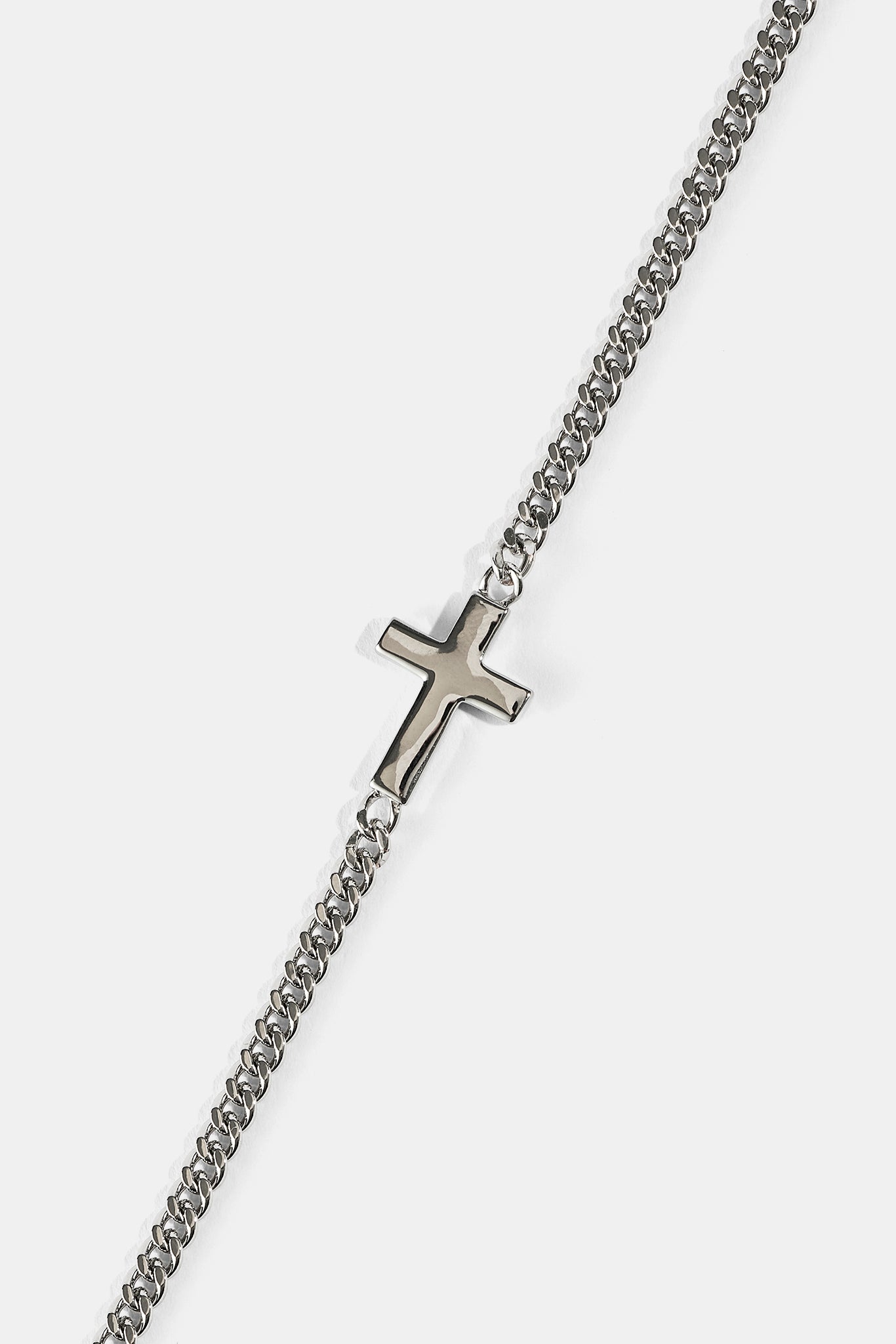 Polished Drop Cross Cuban Bracelet - 5mm