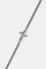 Polished Drop Cross Cuban Bracelet - 5mm