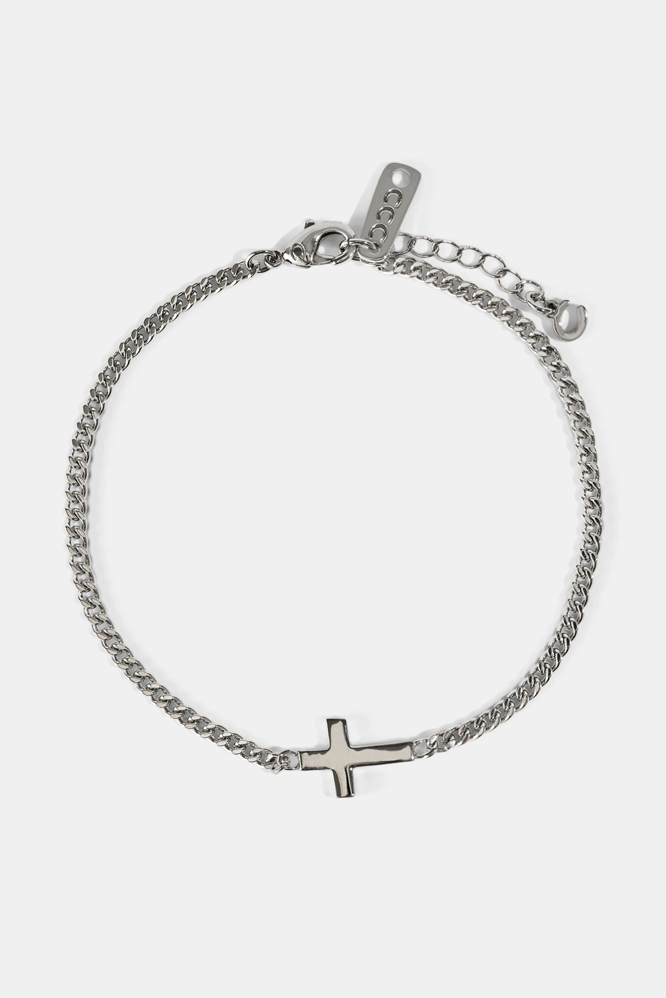 Polished Drop Cross Cuban Bracelet - 5mm