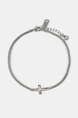 Polished Drop Cross Cuban Bracelet - 5mm