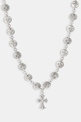 Polished Cross Hammered Necklace - 15mm - White