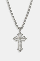 Polished & Iced Cross Micro Cuban Necklace - 3mm