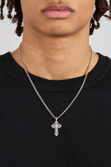 Polished & Iced Cross Micro Cuban Necklace - 3mm