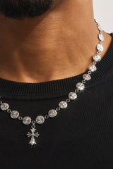Polished Micro Multi Cross Pendant Necklace 20mm - White