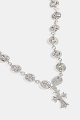 Polished Micro Multi Cross Pendant Necklace 20mm - White