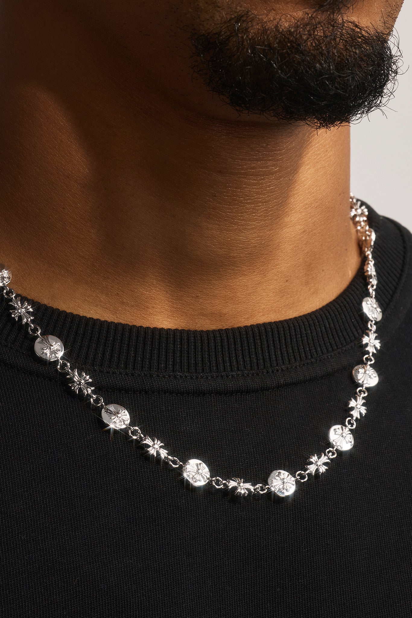 Polished Multi Cross Motif Chain - 10mm - White