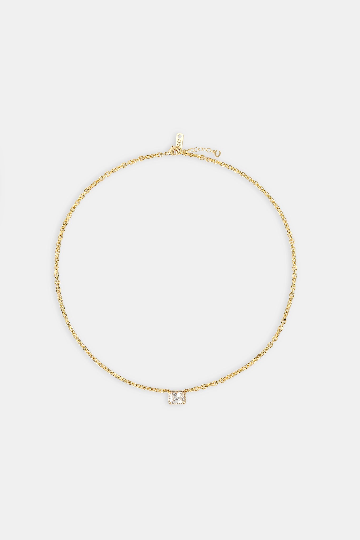 Iced Gemstone Pendant Necklace - 10mm - Gold