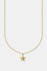 Micro Polished Star Cuban Necklace - 15mm - Gold