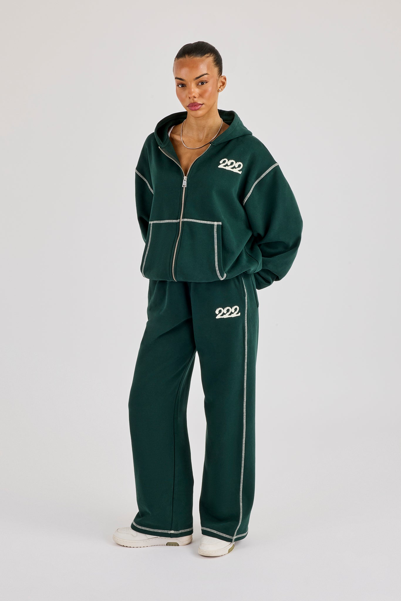 222 Cherub Contrast Stitch Tracksuit - Dark Green