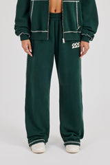 222 Cherub Contrast Stitch Wide Leg Jogger - Dark Green
