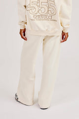 555 Embroidered Wide Leg Jogger - Off White