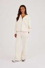 555 Embroidered Wide Leg Jogger - Off White