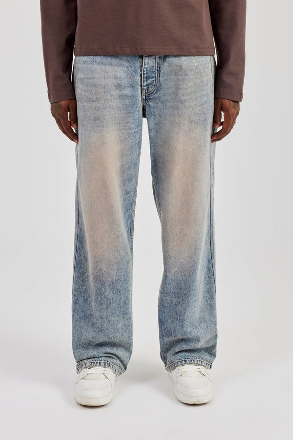 Baggy Fit Jean With Side Tape - Antique Wash