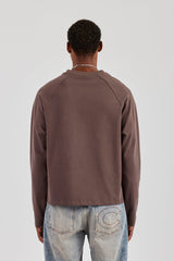 Long Sleeve Contrast Panel T-Shirt - Coffee
