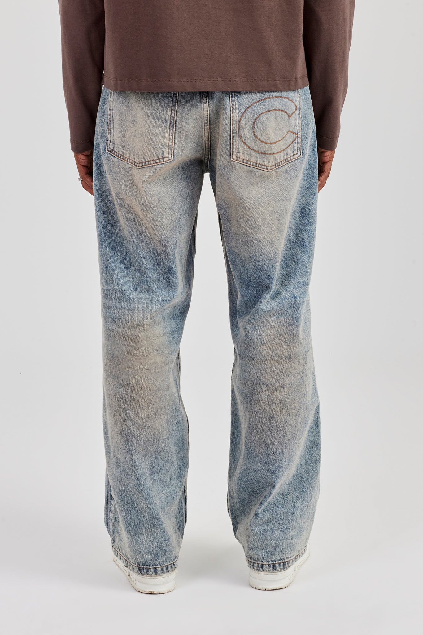 Baggy Fit Jean With Side Tape - Antique Wash