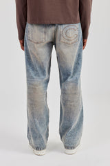 Baggy Fit Jean With Side Tape - Antique Wash