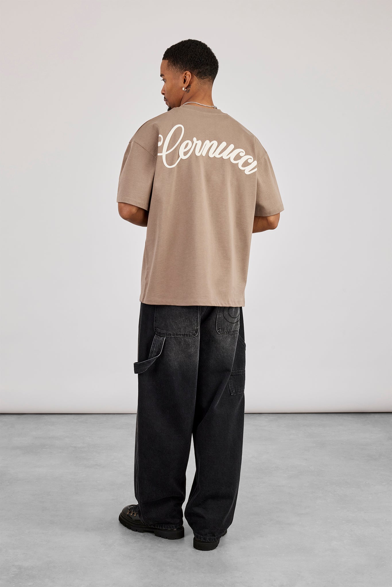 Oversized Contrast Logo T-Shirt - Brown | Mens Tees & Vests | Shop