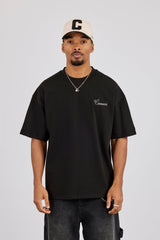 Oversized Contrast Logo T-Shirt - Black