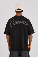 Oversized Contrast Logo T-Shirt - Black