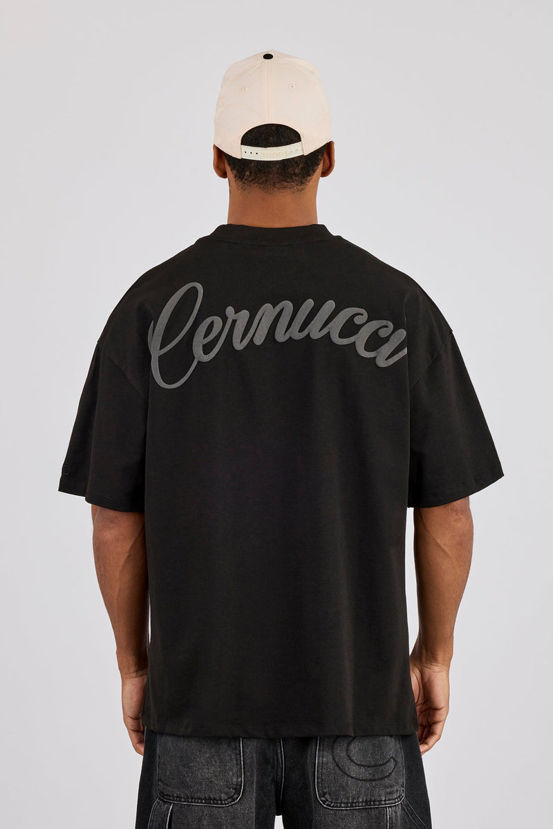 Oversized Contrast Logo T-Shirt - Black