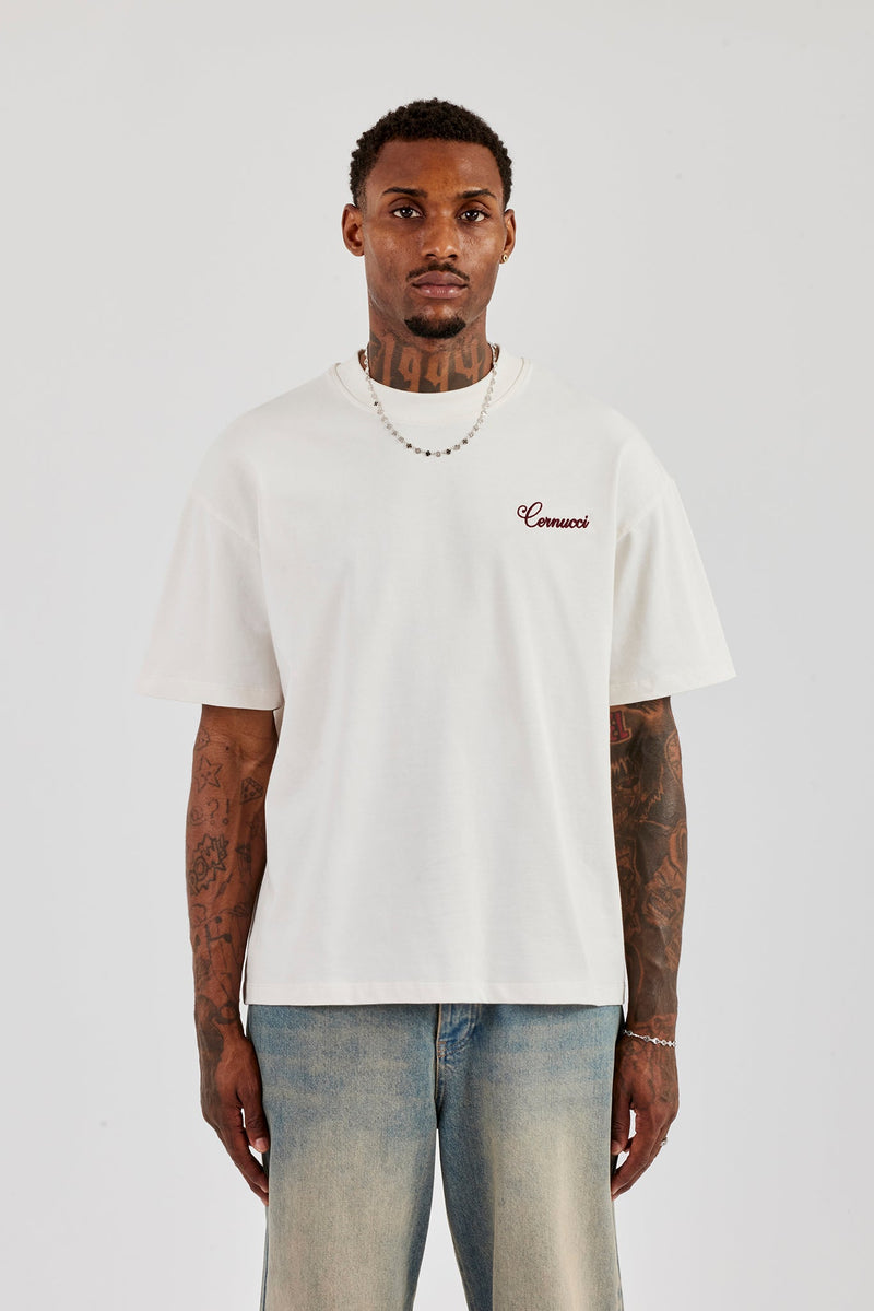 Oversized Contrast Logo T-Shirt - Off White