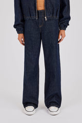 Contrast Stitch Waistband Detail Jean - Indigo