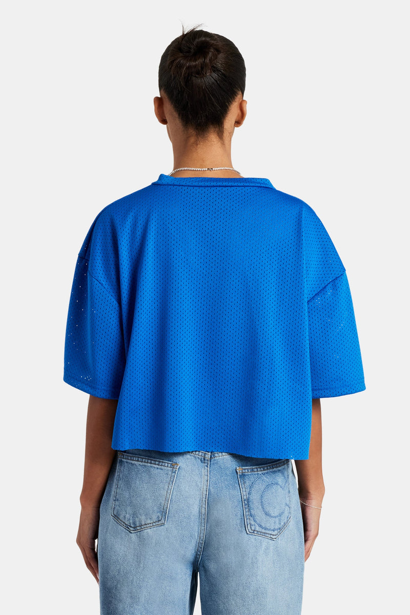 Cernucci Varsity Mesh Crop T-Shirt - Cobalt