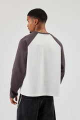 Long Sleeve Waffle Raglan T-Shirt - Charcoal
