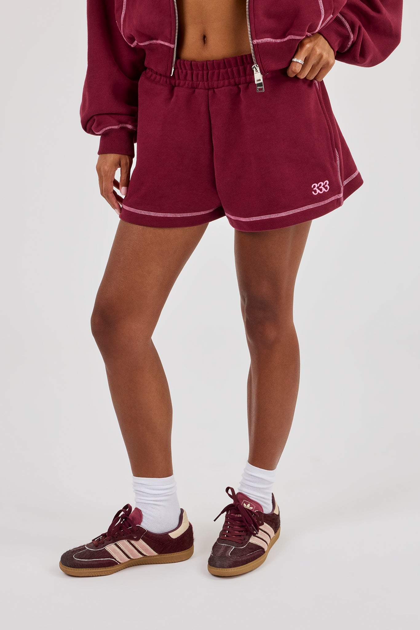 Contrast Stitch 333 Jersey Short - Berry