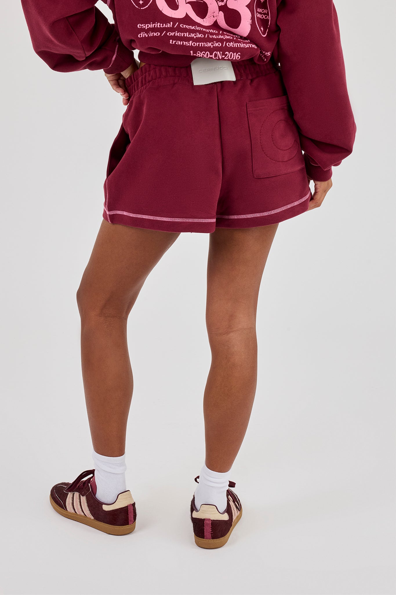 Contrast Stitch 333 Jersey Short - Berry