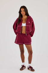 Contrast Stitch 333 Jersey Short - Berry