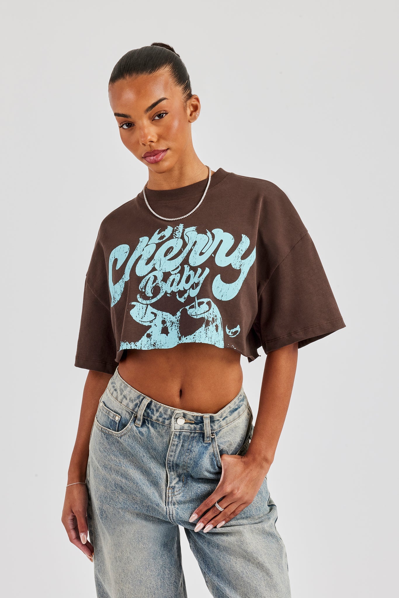 Cherry Baby Cropped T-Shirt - Chocolate