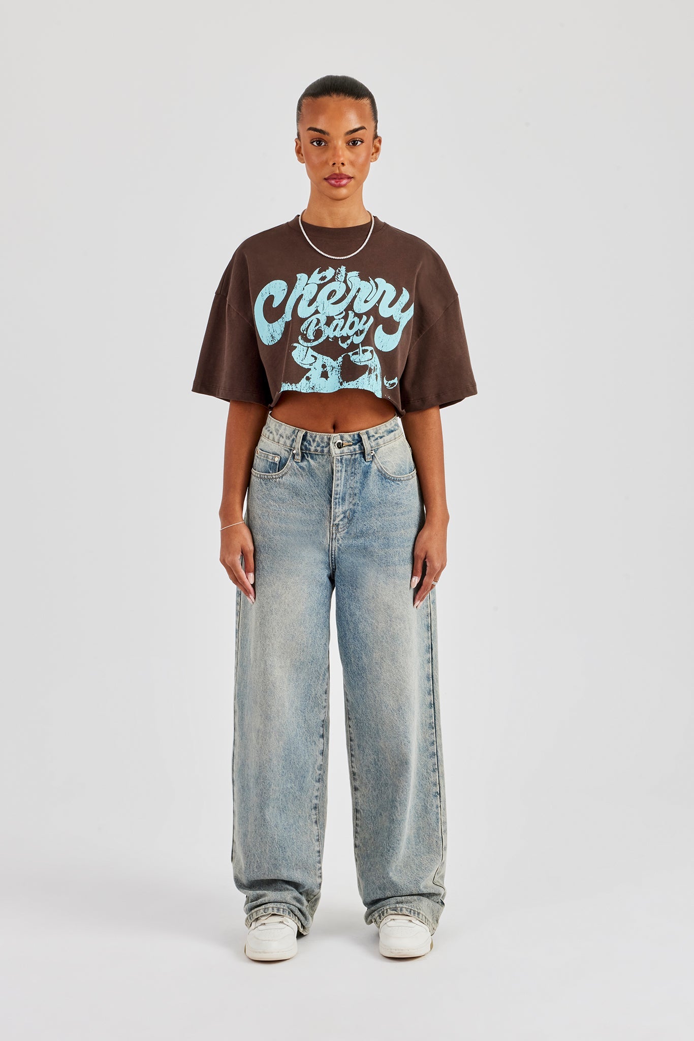 Cherry Baby Cropped T-Shirt - Chocolate | Womens Tees & Vests